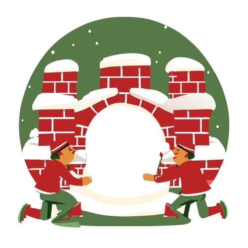 Christmas Chimney with Elves Cutout | Festive Party & Wall Decoration